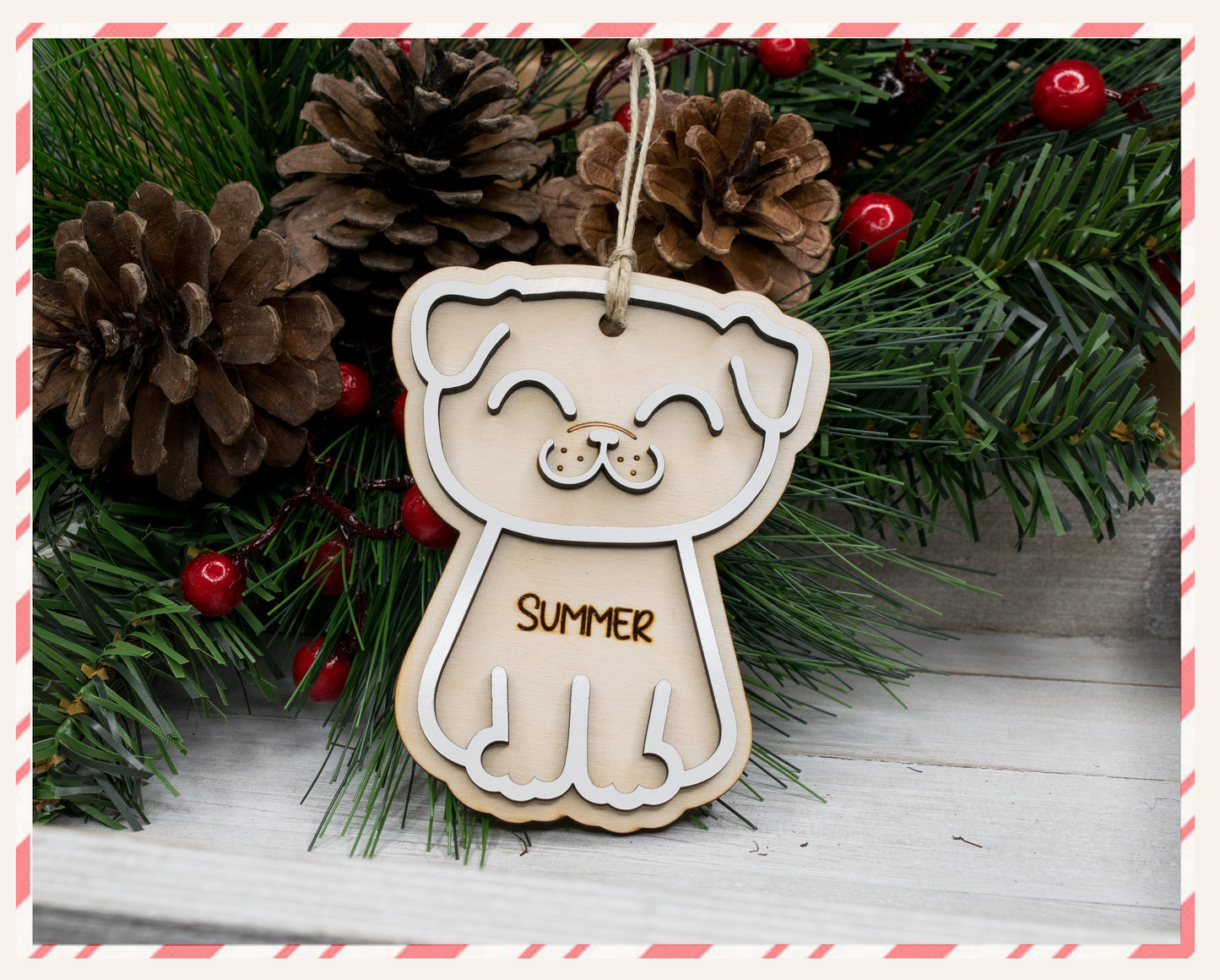 3D Christmas Dog Ornament Personalized