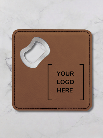 Square Leatherette Bottle Opener Coaster