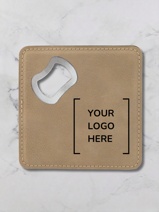 Square Leatherette Bottle Opener Coaster