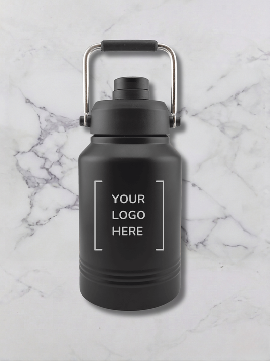 Personalized 64 oz Water Jug — Laser Engraved Insulated Half Gallon Bottle with Chug Lid & Handle