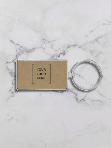 Leatherette/Metal Rectangle Keychain