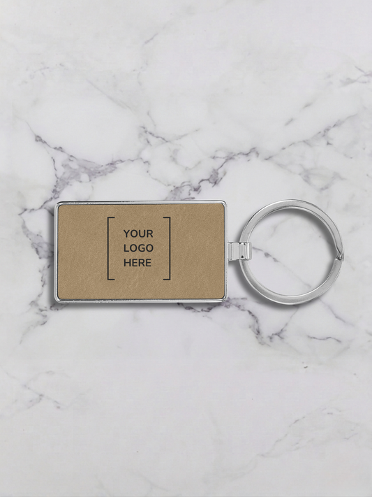 Leatherette/Metal Rectangle Keychain