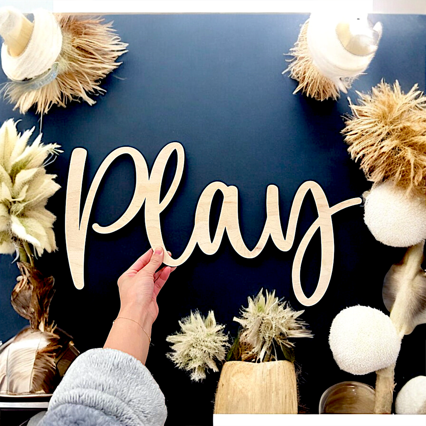 Wooden "Play" Sign