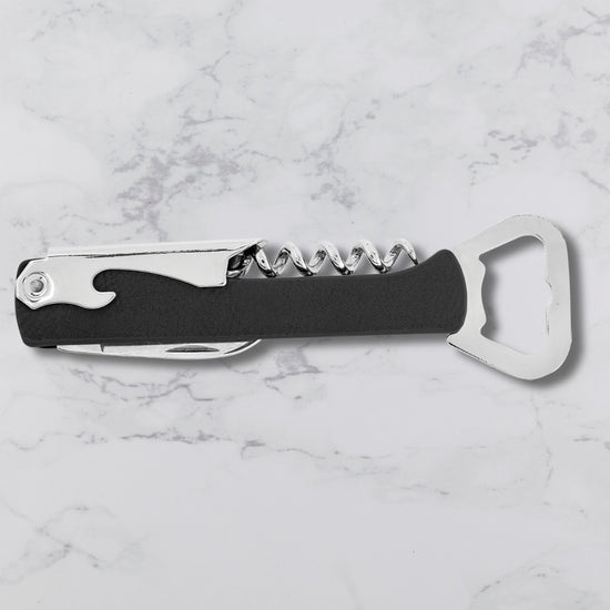 Branded Wine Opener — Custom Laser Engraved Leatherette Multi-Tool