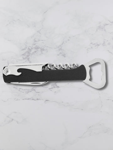 Branded Wine Opener — Custom Laser Engraved Leatherette Multi-Tool