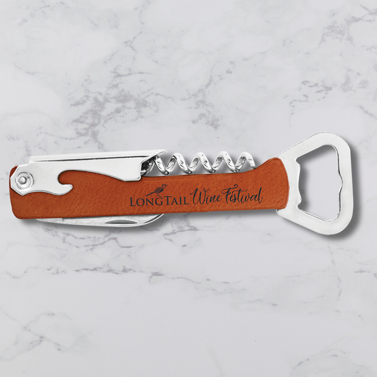 Branded Wine Opener — Custom Laser Engraved Leatherette Multi-Tool with Logo v3