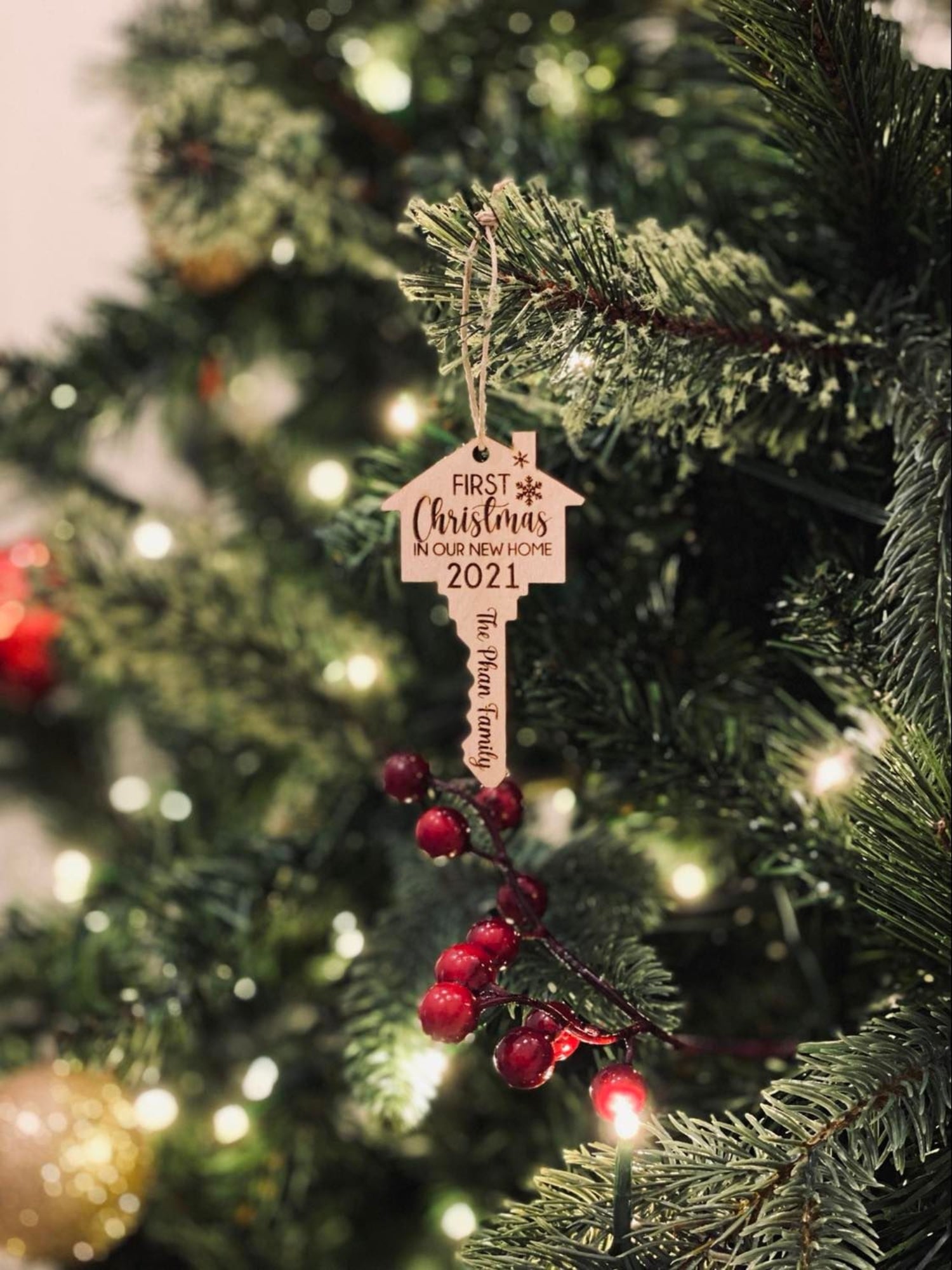 First Christmas In Our New Home — Laser Engraved Key Ornament