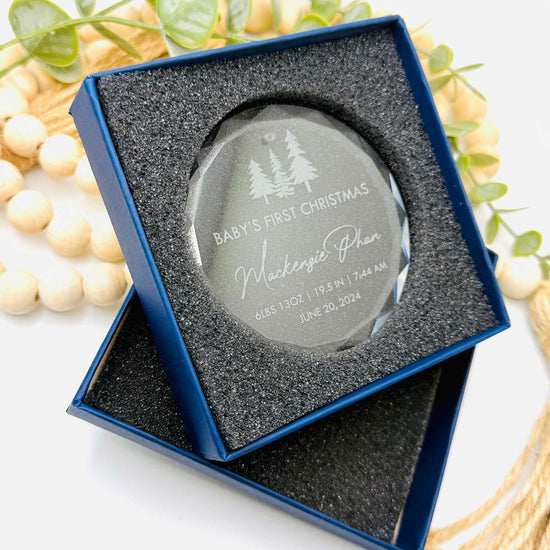 First Christmas in Our New Home Ornament — Personalized Glass Ornament with Address, Family Name & Year