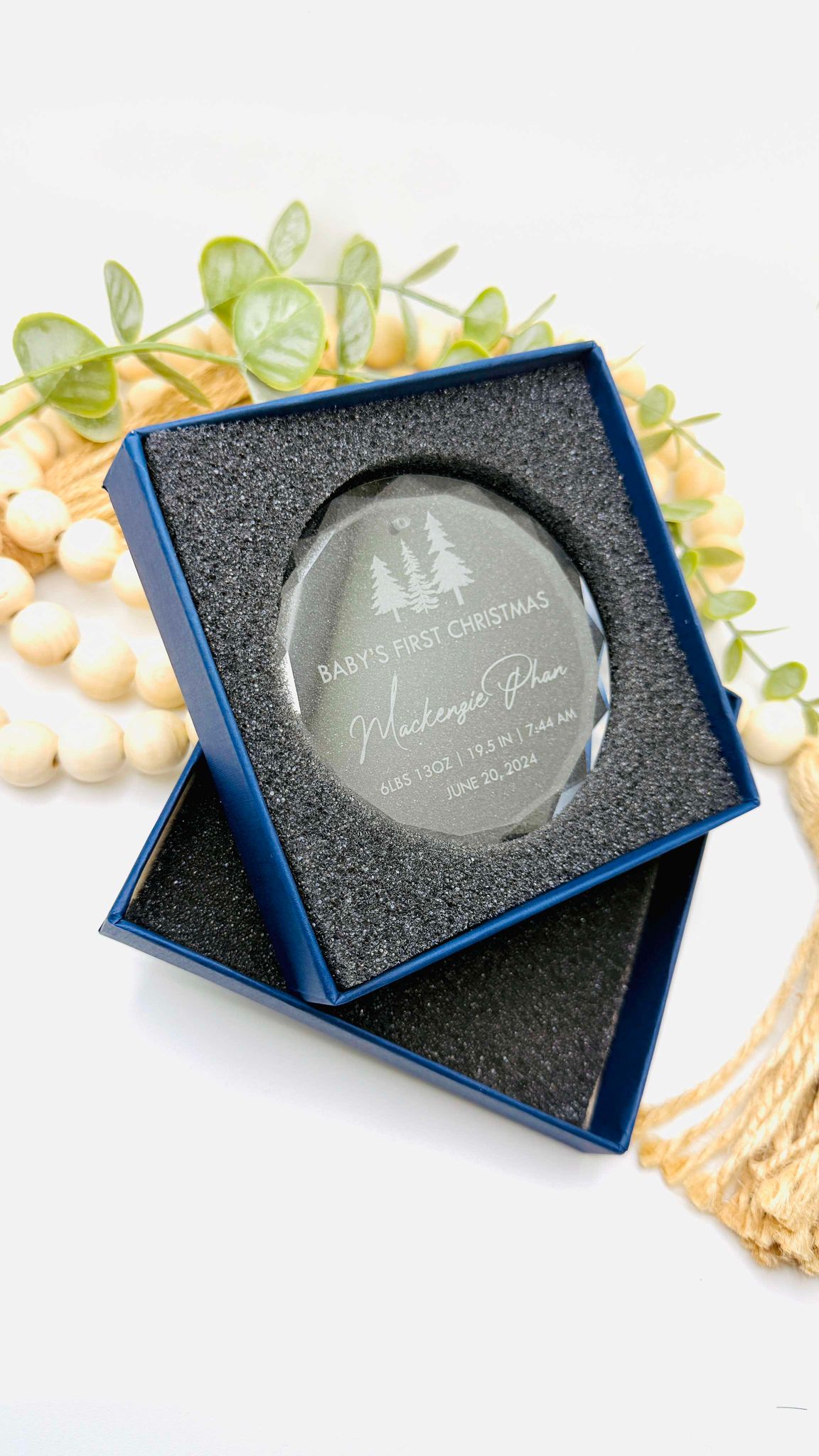 First Christmas in Our New Home Ornament — Personalized Glass Ornament with Address, Family Name & Year