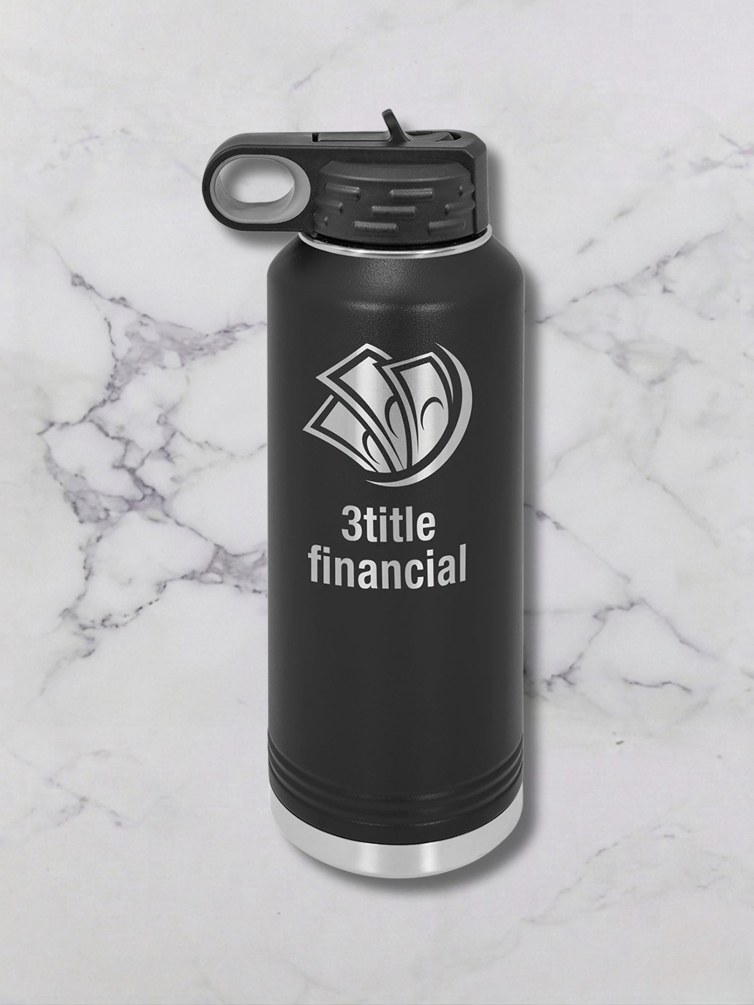 40 oz custom engaved water bottle black