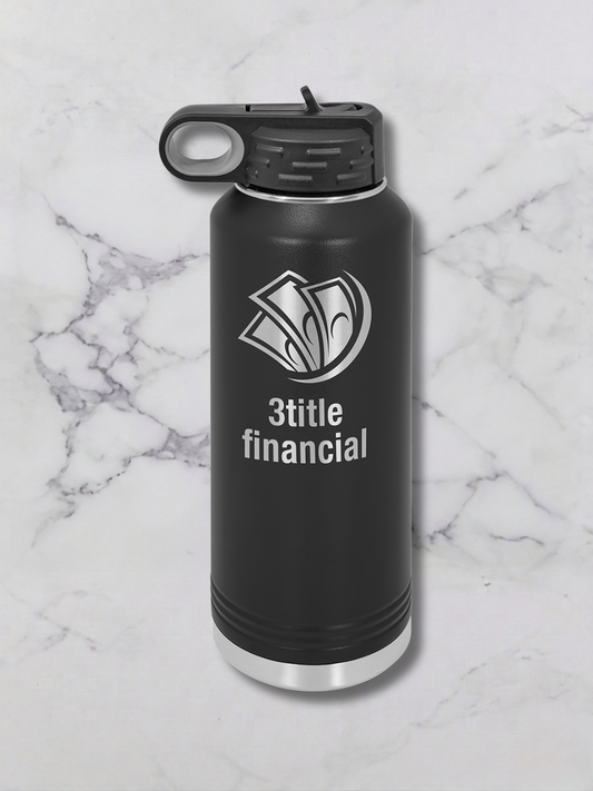 40 oz custom engaved water bottle black