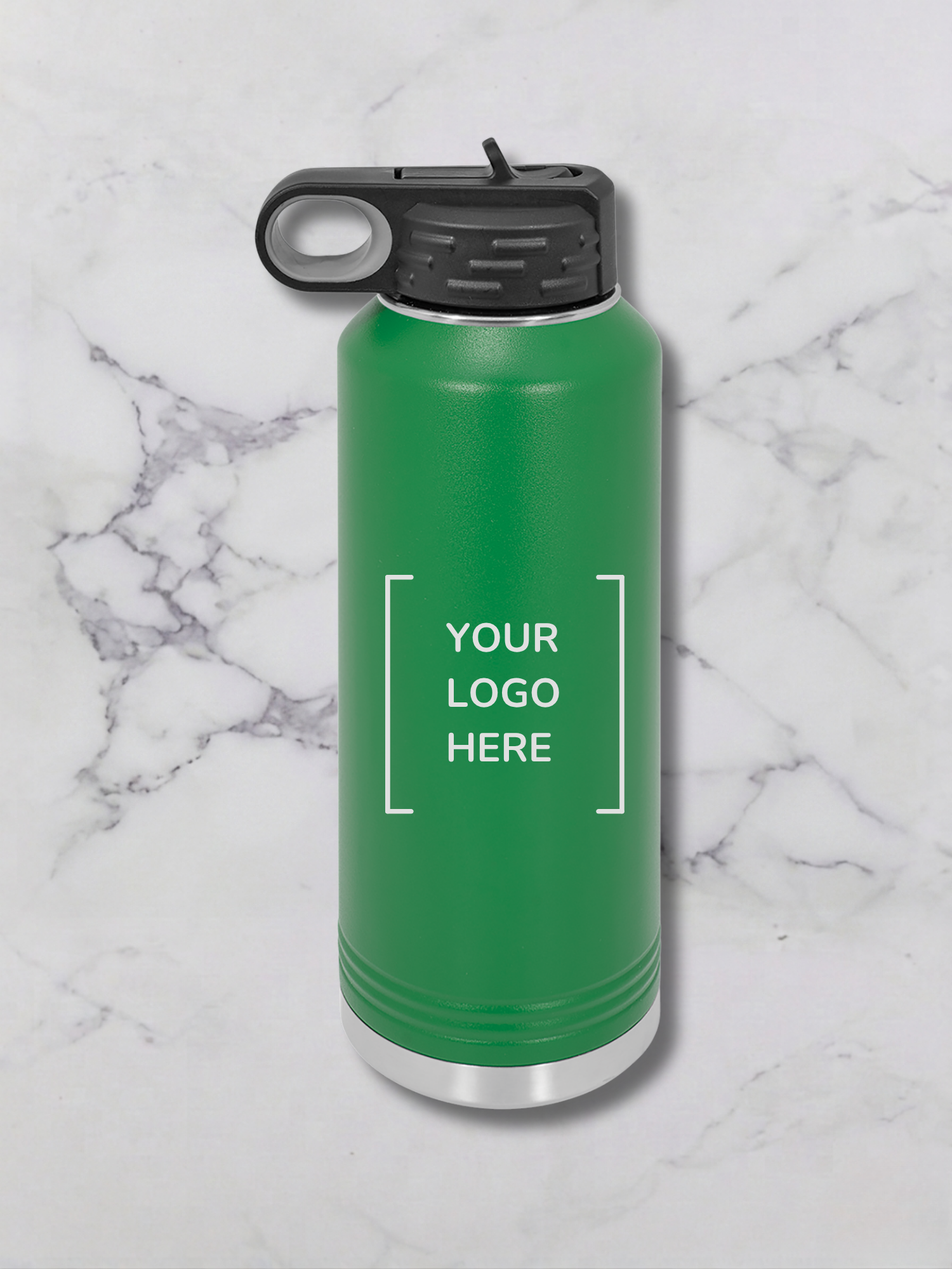 40 oz custom engaved water bottle, green 