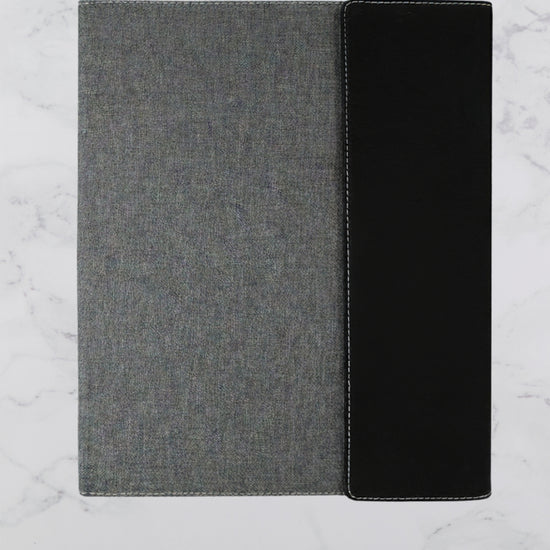 Large Branded Personalized Leatherette & Canvas Portfolio Black