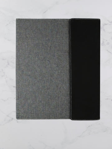 Large Branded Personalized Leatherette & Canvas Portfolio Black