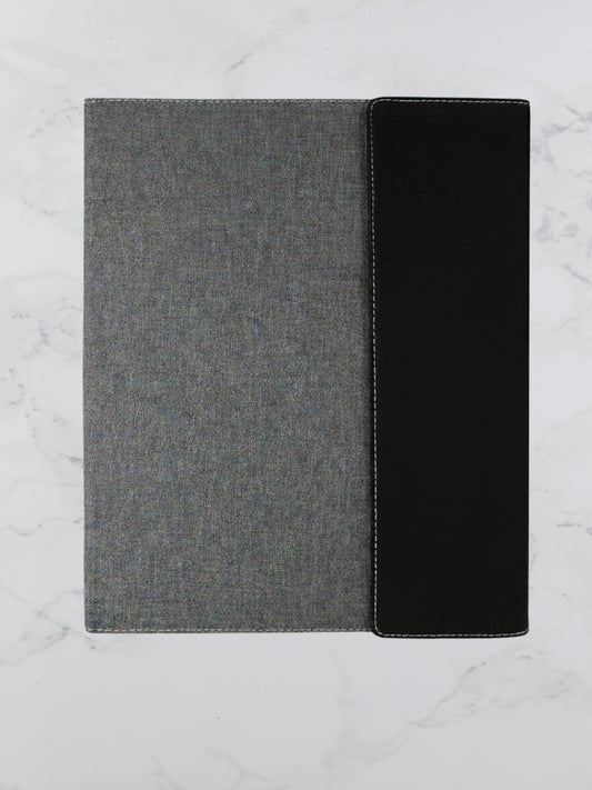 Large Branded Personalized Leatherette & Canvas Portfolio Black