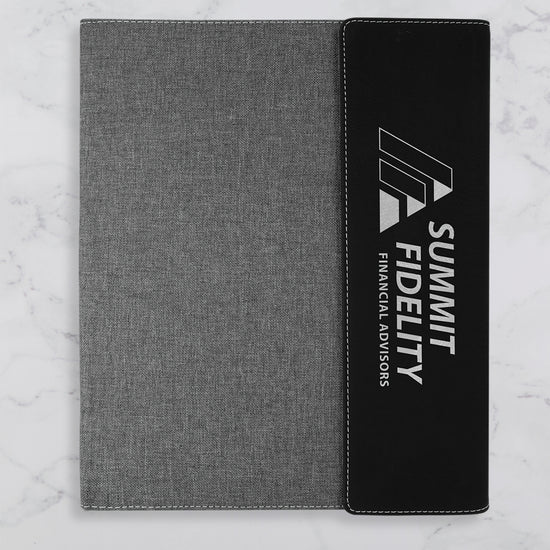 Large Branded Personalized Leatherette & Canvas Portfolio Black with logo
