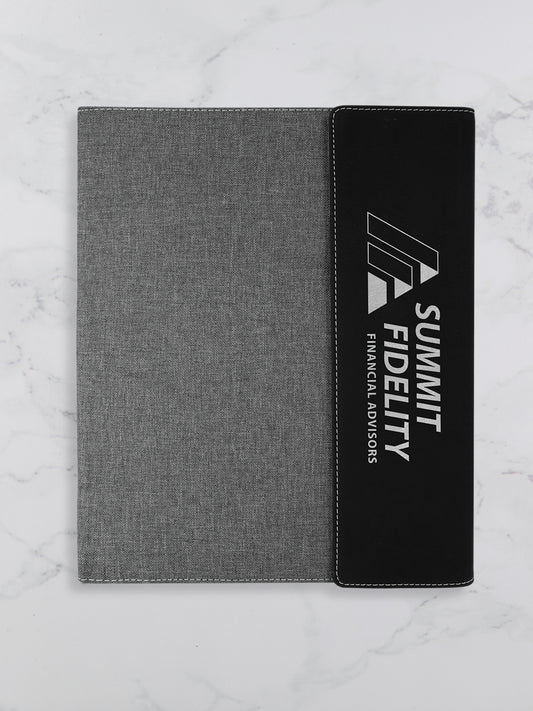 Large Branded Personalized Leatherette & Canvas Portfolio Black with logo