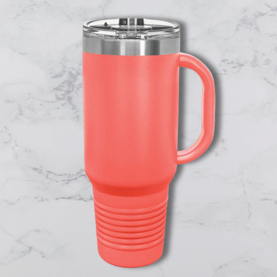 Personalized 40oz Travel Mug with Handle — Custom Laser Engraved Tumbler Army Green