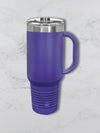 Personalized 40oz Travel Mug with Handle — Custom Laser Engraved Tumbler Purple