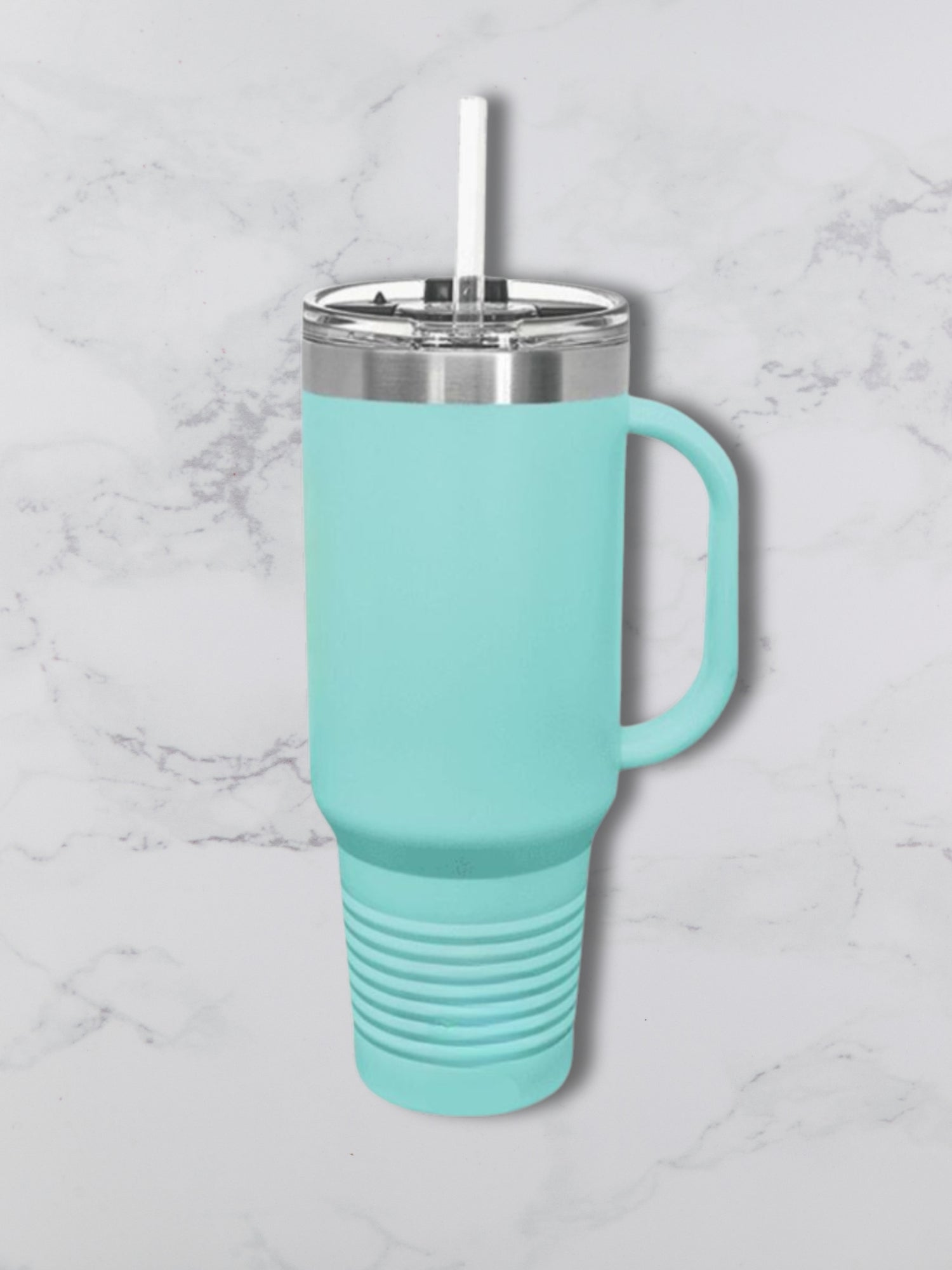 Personalized 40oz Travel Mug with Handle — Custom Laser Engraved Tumbler 