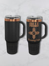 Personalized 40oz Travel Mug with Handle — Custom Laser Engraved Tumbler black with logo