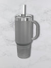 Personalized 40oz Travel Mug with Handle — Custom Laser Engraved Tumbler gray