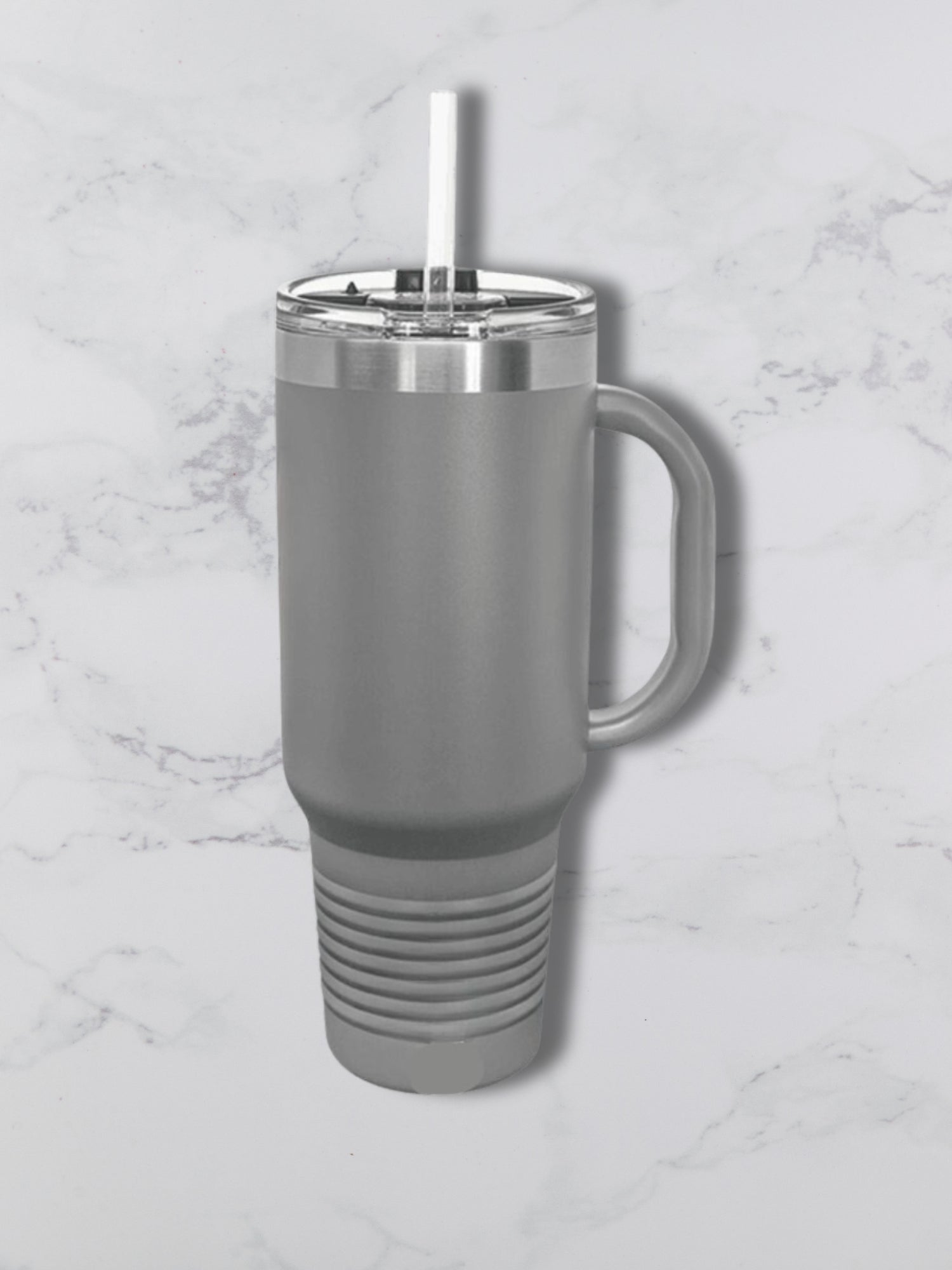 Personalized 40oz Travel Mug with Handle — Custom Laser Engraved Tumbler gray