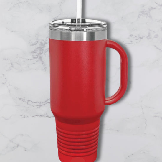Personalized 40oz Travel Mug with Handle — Custom Laser Engraved Tumbler red
