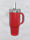 Personalized 40oz Travel Mug with Handle — Custom Laser Engraved Tumbler red