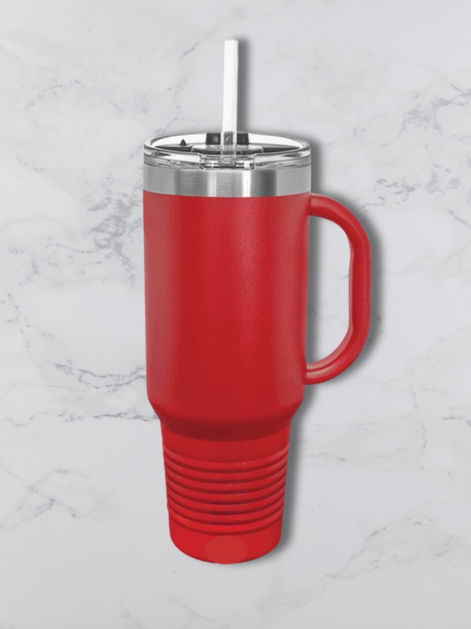 Personalized 40oz Travel Mug with Handle — Custom Laser Engraved Tumbler red