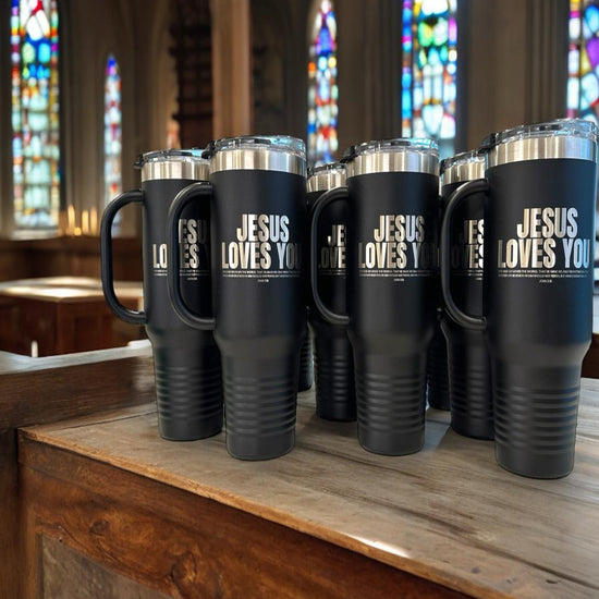 Personalized 40oz Travel Mug with Handle — Custom Laser Engraved Tumbler
