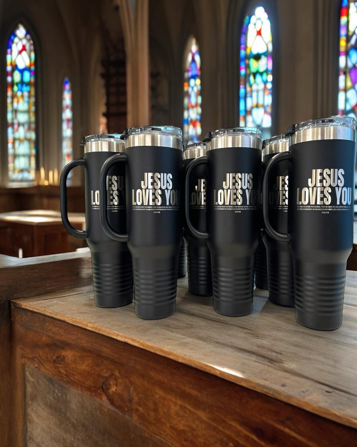 Personalized 40oz Travel Mug with Handle — Custom Laser Engraved Tumbler
