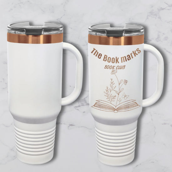 Personalized 40oz Travel Mug with Handle — Custom Laser Engraved Tumbler with logo