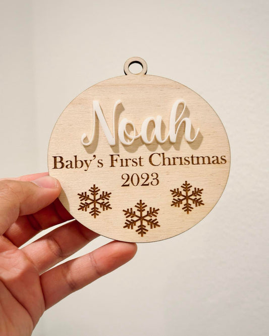 Personalized Baby's First Christmas Ornament — Laser Engraved Wood Keepsake

