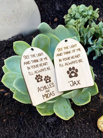 Personalized Pet Memorial Ornament — Laser Engraved Birch Wood Keepsake with Pet's Name