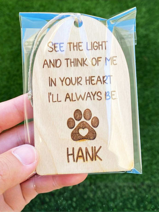Personalized Pet Memorial Ornament — Laser Engraved Birch Wood Keepsake with Pet's Name