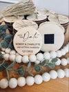 Personalized Save the Date Wedding Magnets — Laser Engraved Birch Wood, Custom Name & Date