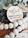 Personalized Save the Date Wedding Magnets — Laser Engraved Birch Wood, Custom Name & Date