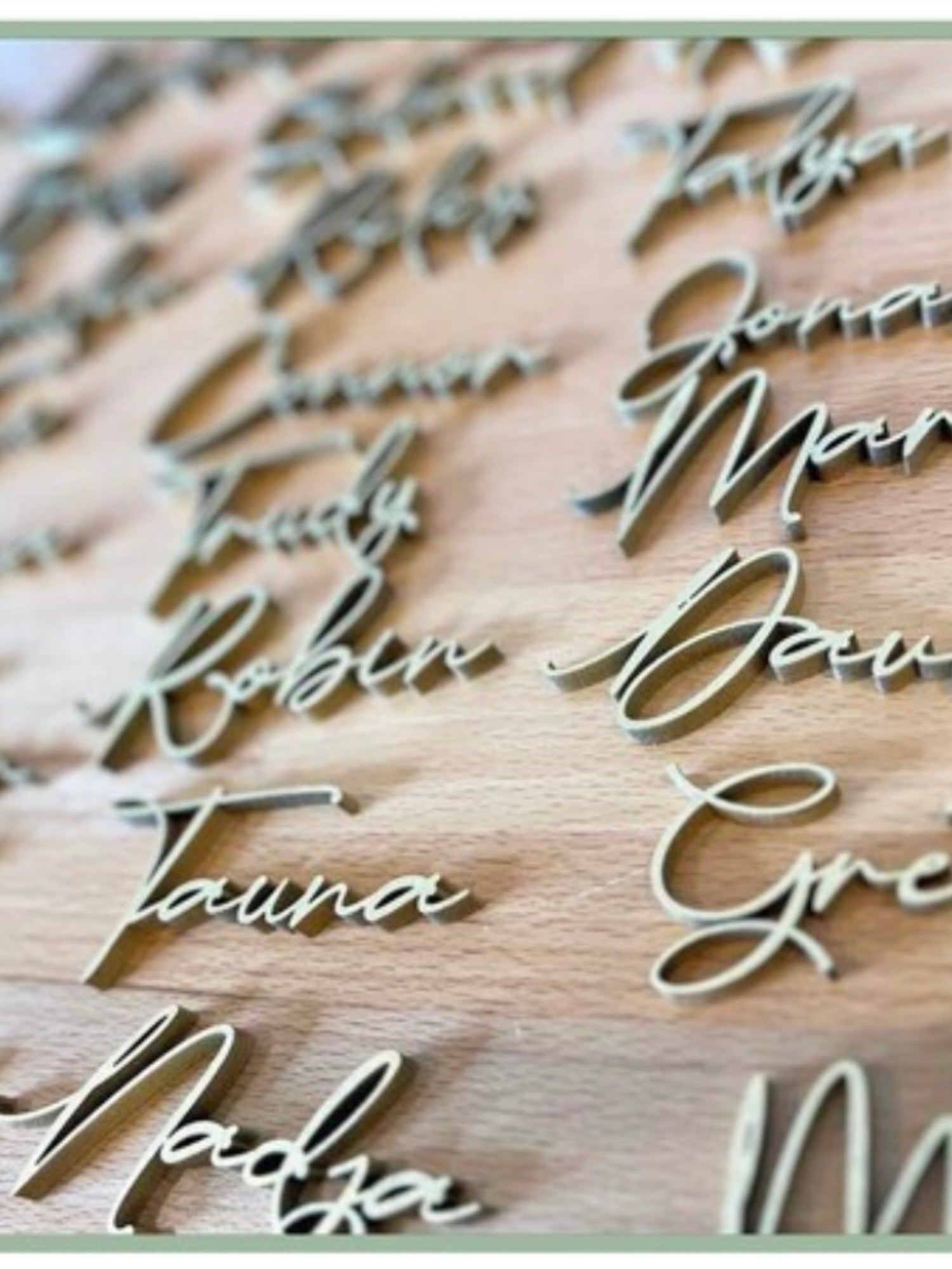 Personalized Wedding Name Place Cards — Laser Cut Wood Name Signs for Tables