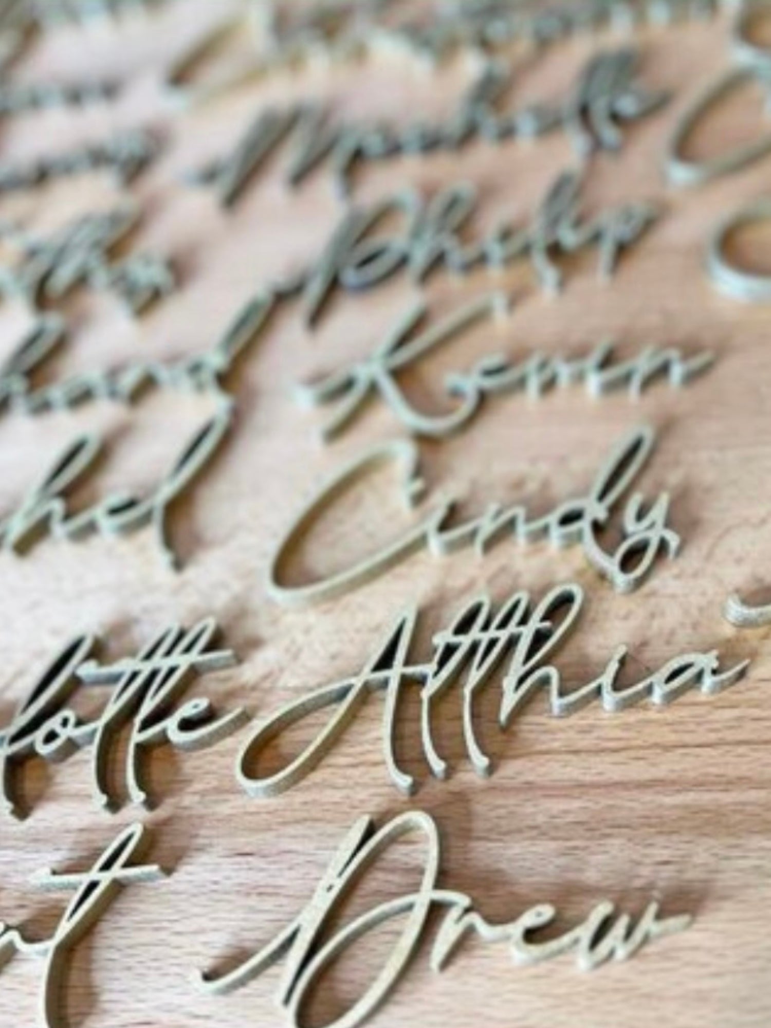 Personalized Wedding Name Place Cards — Laser Cut Wood Name Signs 
