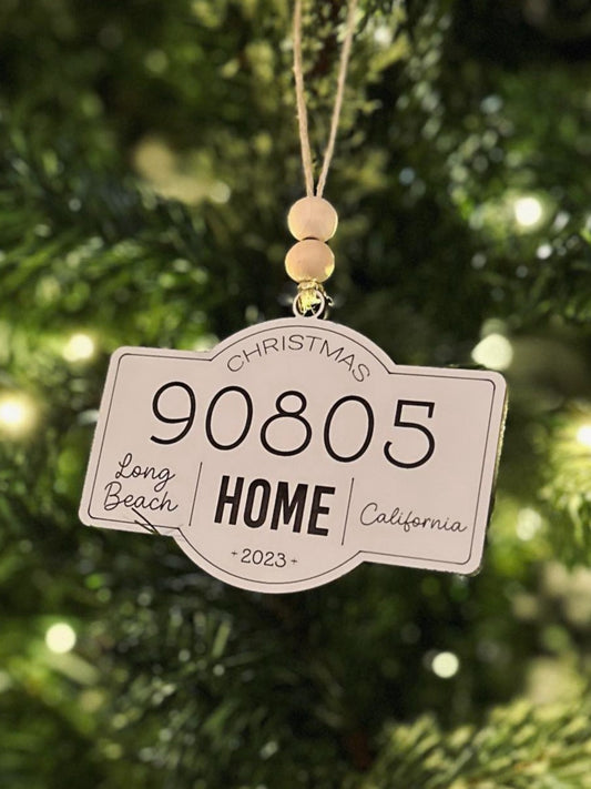 Personalized Zip Code Ornament — Laser Engraved with Your City & State