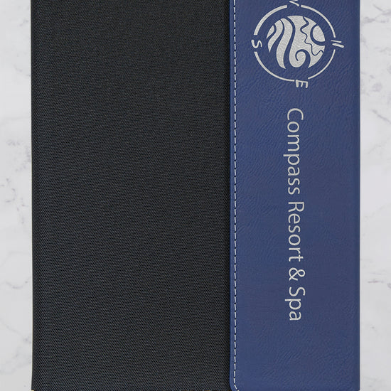 Small Branded Personalized Leatherette & Canvas Portfolio Blue