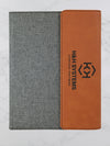 Small Branded Personalized Leatherette & Canvas Portfolio Brown