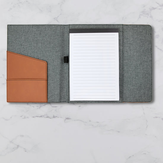 Small Branded Personalized Leatherette & Canvas Portfolio with notepad v2