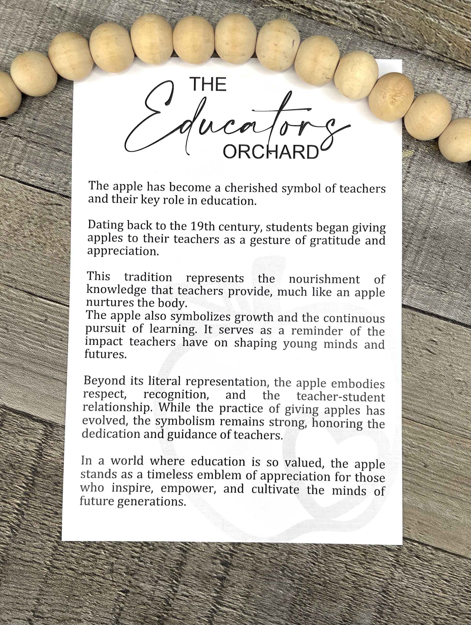 The Educator Orchard — Apple Story Charm | Teacher Appreciation & End of Year Gift
