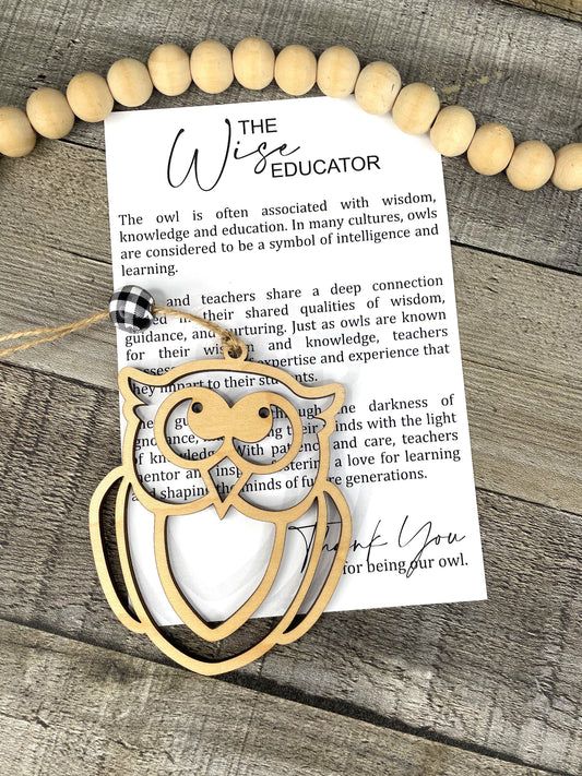 The Wise Educator — Owl Story Charm | Teacher Appreciation & Mentor Gift
