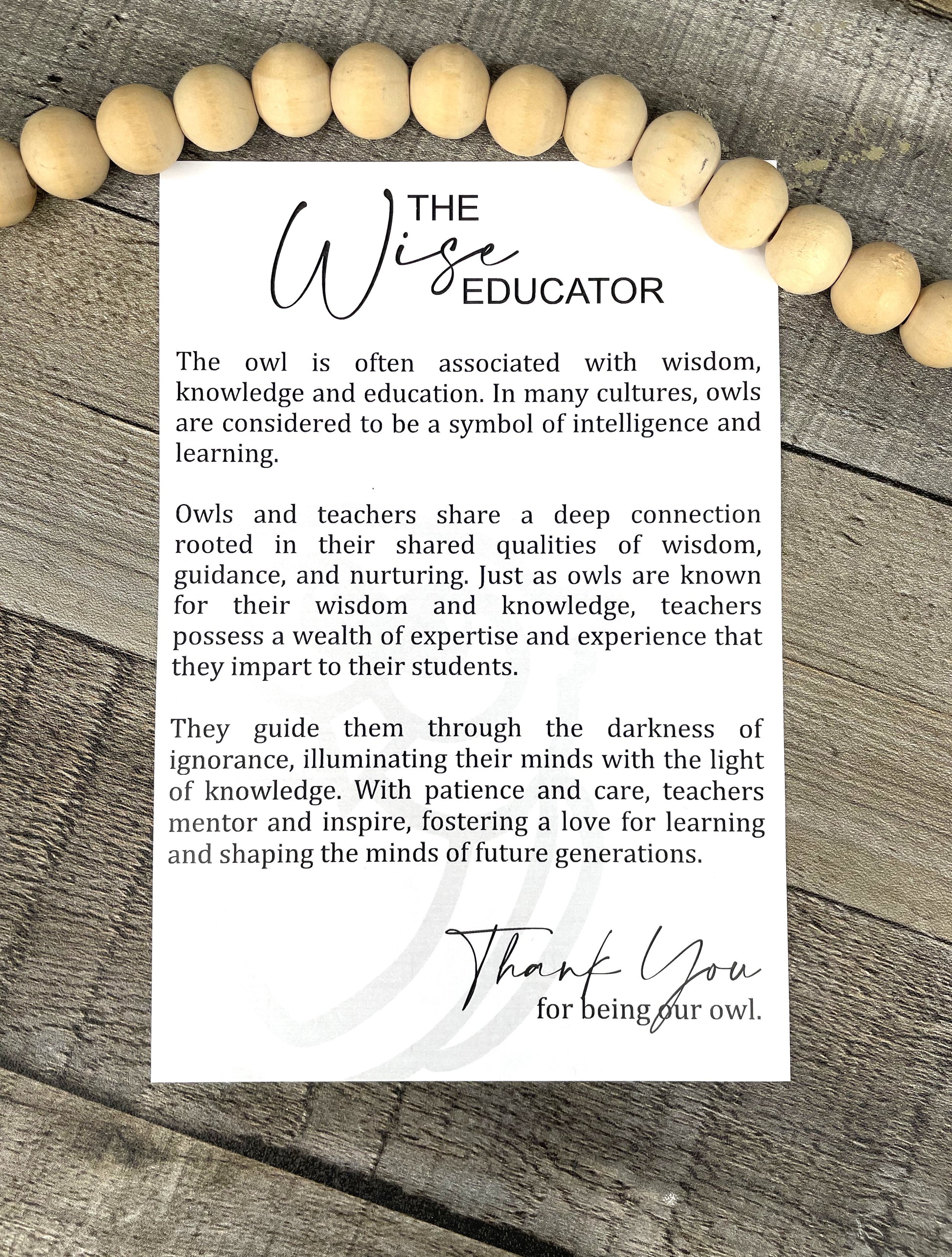 The Wise Educator — Owl Story Charm | Teacher Appreciation & Mentor Gift