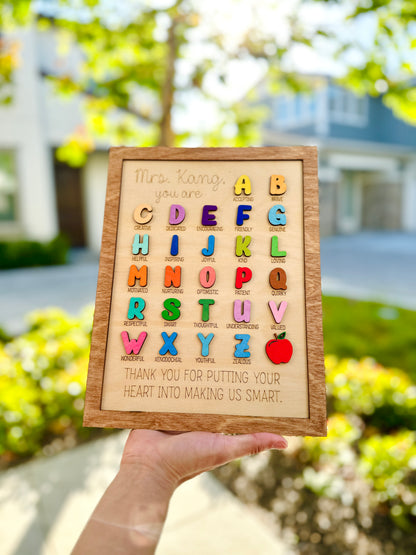 Teacher Appreciation Alphabet Sign