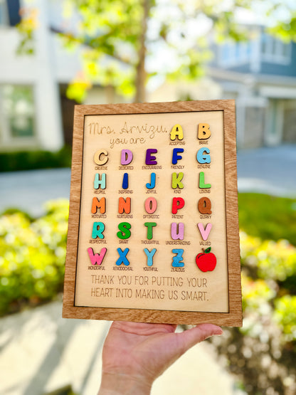 Teacher Appreciation Alphabet Sign