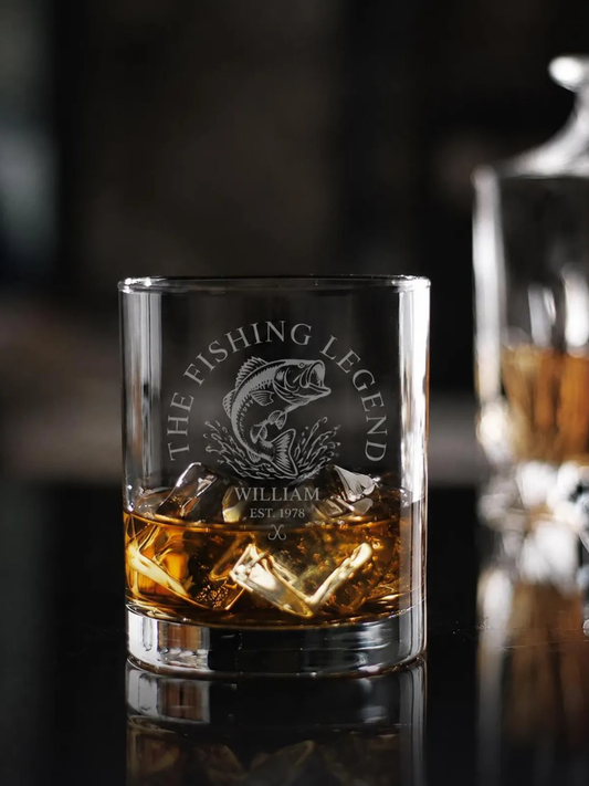 The Fishing Legend Personalized Whiskey Glass